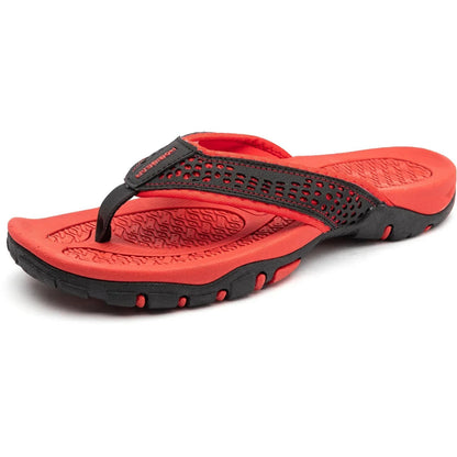 Mens Athletic Flip Flops with Arch Shaped Footbed and Wide Rubber Base in Ten Colors
