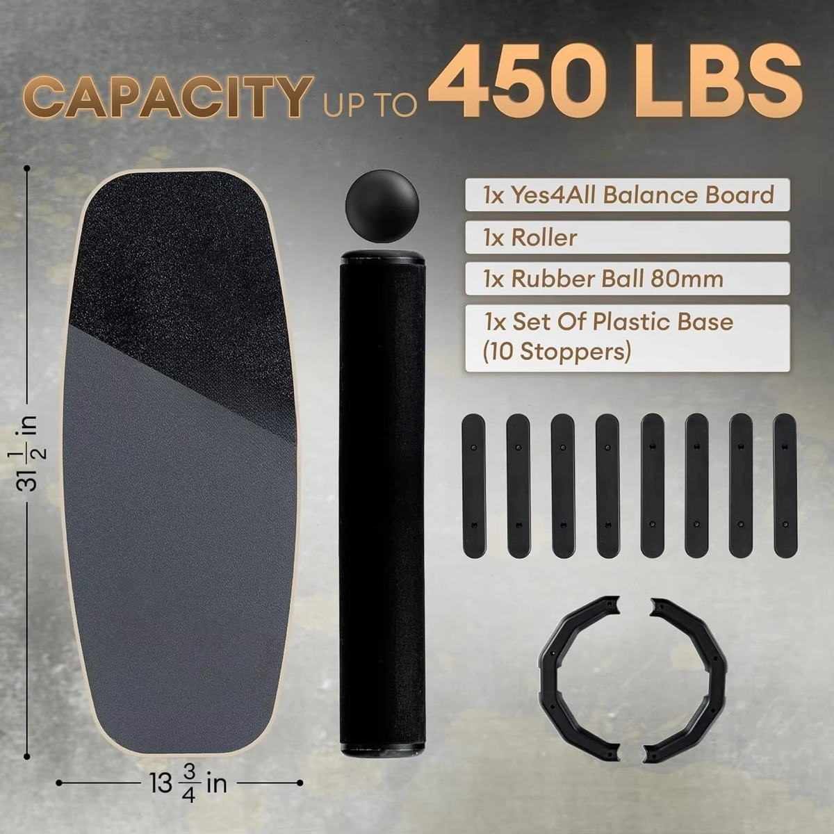Surf Style Balance Trainer Set with Board, Roller, Ball, and Nine Adjustable Levels