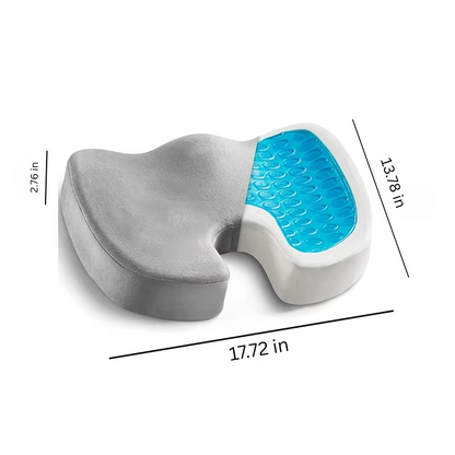 Gel and Memory Foam Seat Cushion with Non Slip Base for Everyday Sitting