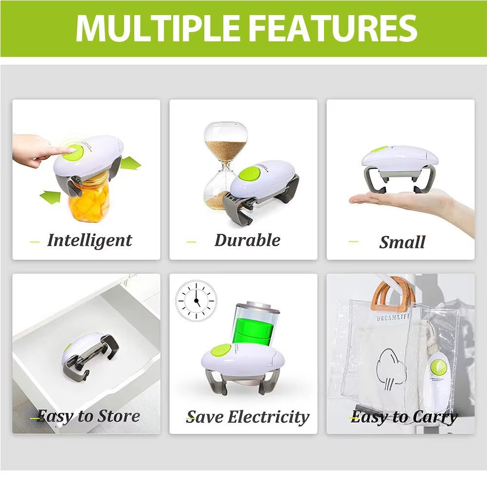 One Touch Automatic Can and Bottle Opener with Portable Design