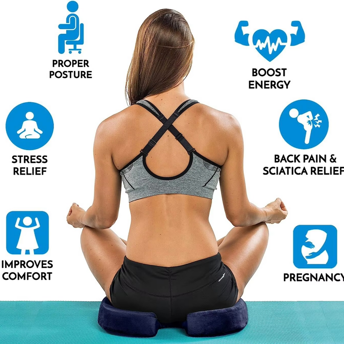 Gel and Memory Foam Seat Cushion with Non Slip Base for Everyday Sitting