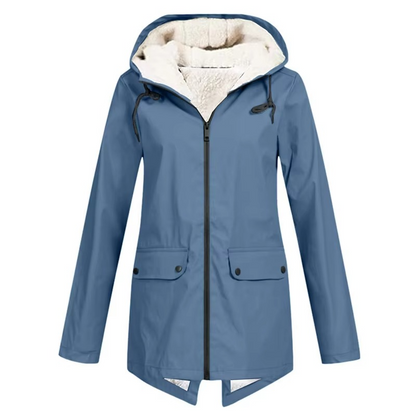 Womens Hooded Trench Coat with a Velvet Lining, Front Zip and Snap Placket in Many Colors and Sizes S to 3XL