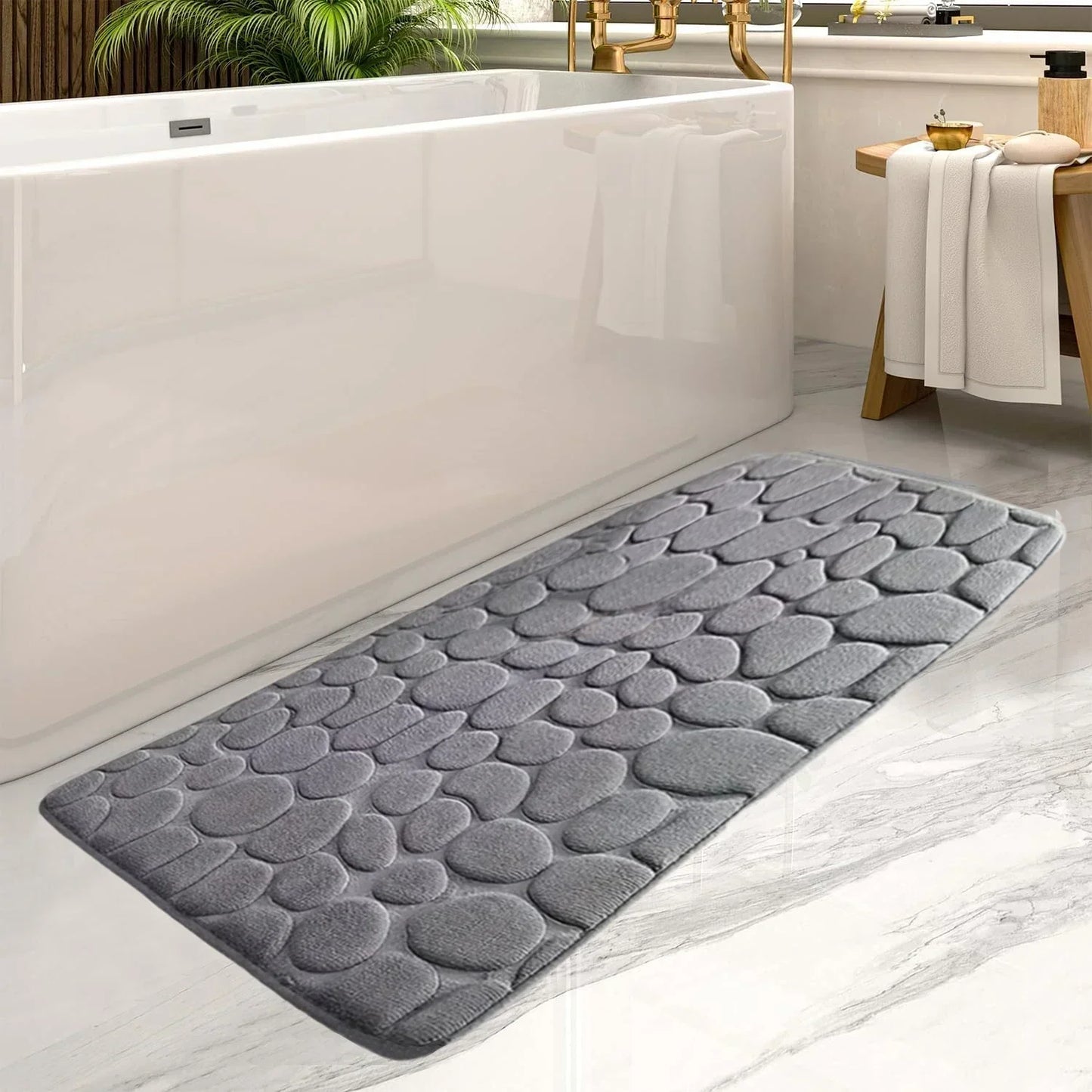 Microfiber Bath Mat with Tall Pile and Non Slip Backing, 24x36 Inches