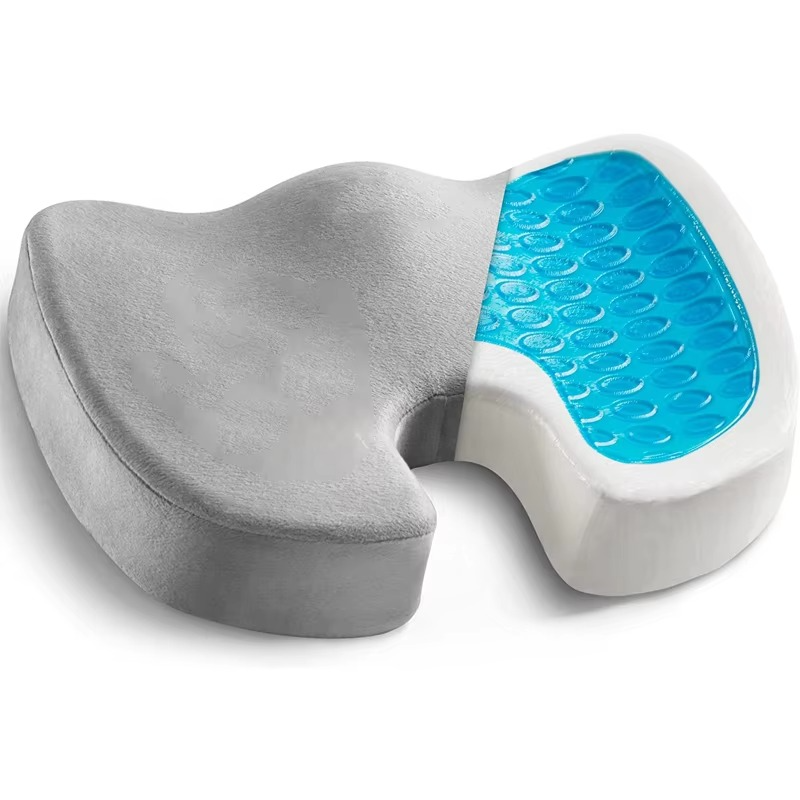 Gel and Memory Foam Seat Cushion with Non Slip Base for Everyday Sitting