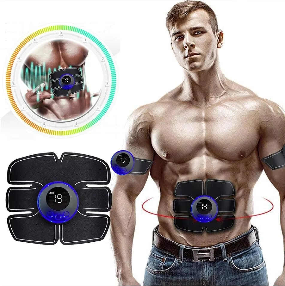 Electrical Muscle Stimulator with Adjustable Intensity and Large Adhesive Patches for Core Training
