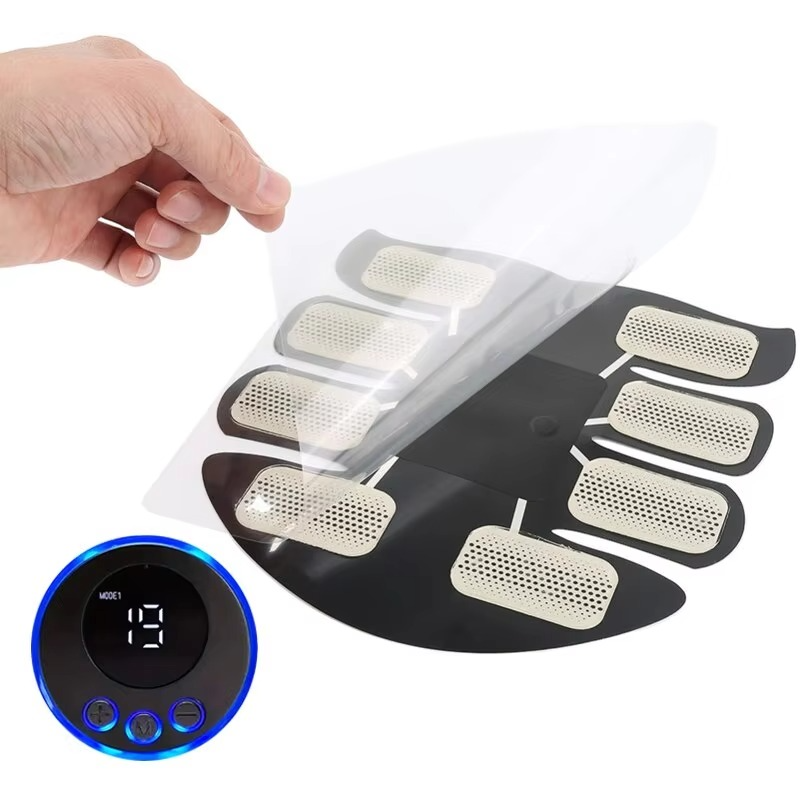 Electrical Muscle Stimulator with Adjustable Intensity and Large Adhesive Patches for Core Training