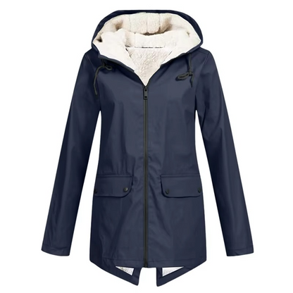 Womens Hooded Trench Coat with a Velvet Lining, Front Zip and Snap Placket in Many Colors and Sizes S to 3XL