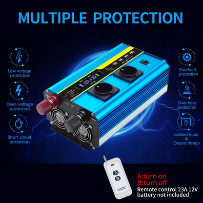 4000W Pure Sine Wave Inverter Converting 12V or 24V DC to 110V AC for Vehicles and Solar