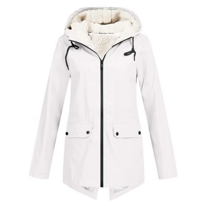 Womens Hooded Trench Coat with a Velvet Lining, Front Zip and Snap Placket in Many Colors and Sizes S to 3XL