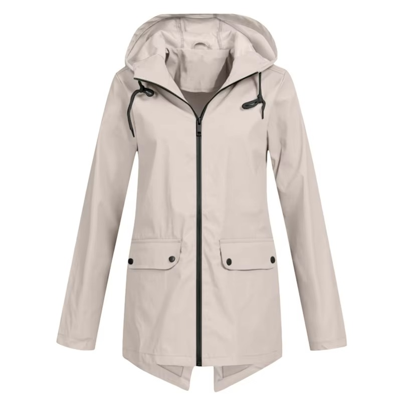 Womens Hooded Trench Coat with a Velvet Lining, Front Zip and Snap Placket in Many Colors and Sizes S to 3XL