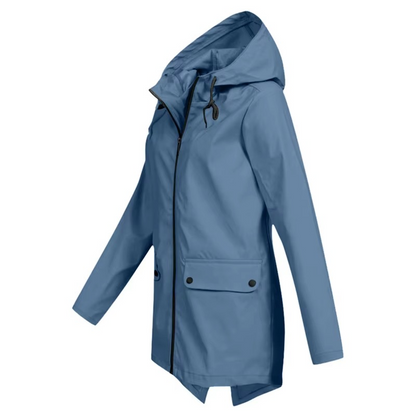 Womens Hooded Trench Coat with a Velvet Lining, Front Zip and Snap Placket in Many Colors and Sizes S to 3XL