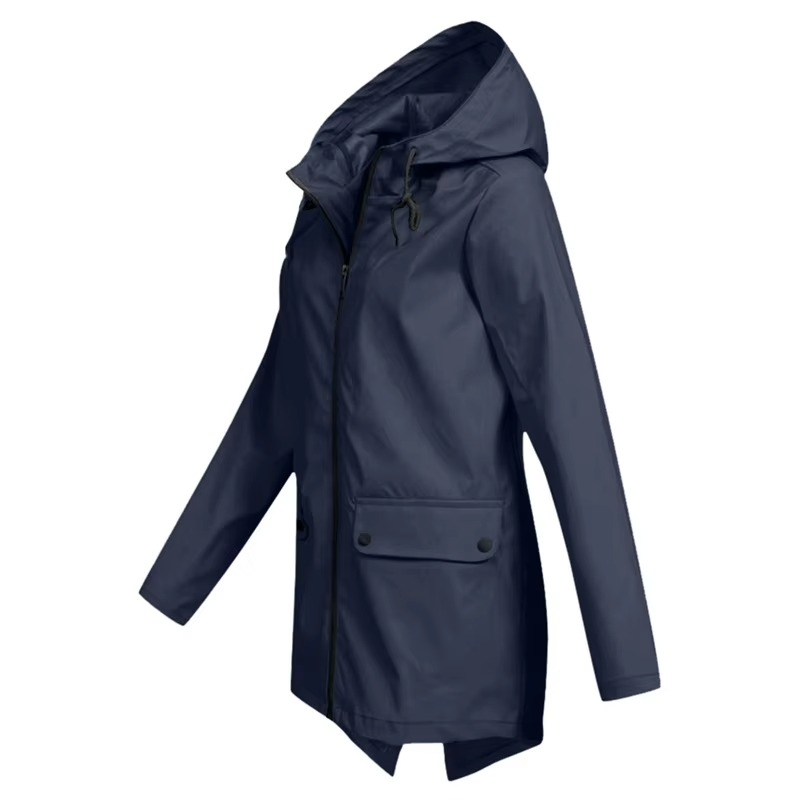 Womens Hooded Trench Coat with a Velvet Lining, Front Zip and Snap Placket in Many Colors and Sizes S to 3XL