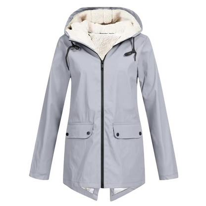 Womens Hooded Trench Coat with a Velvet Lining, Front Zip and Snap Placket in Many Colors and Sizes S to 3XL