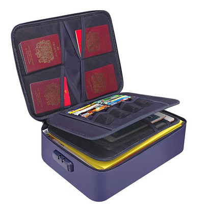 Fire Resistant Waterproof Document Bag with Reinforced Zipper and Handles in Five Colors