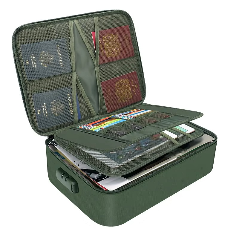 Fire Resistant Waterproof Document Bag with Reinforced Zipper and Handles in Five Colors