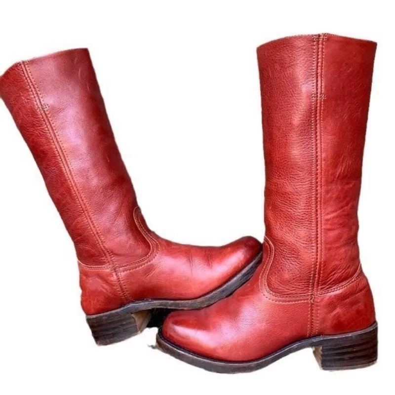 Womens Wide Calf Knee High Boots with a Square Heel, Round Toe and Pull On Style in Six Colors