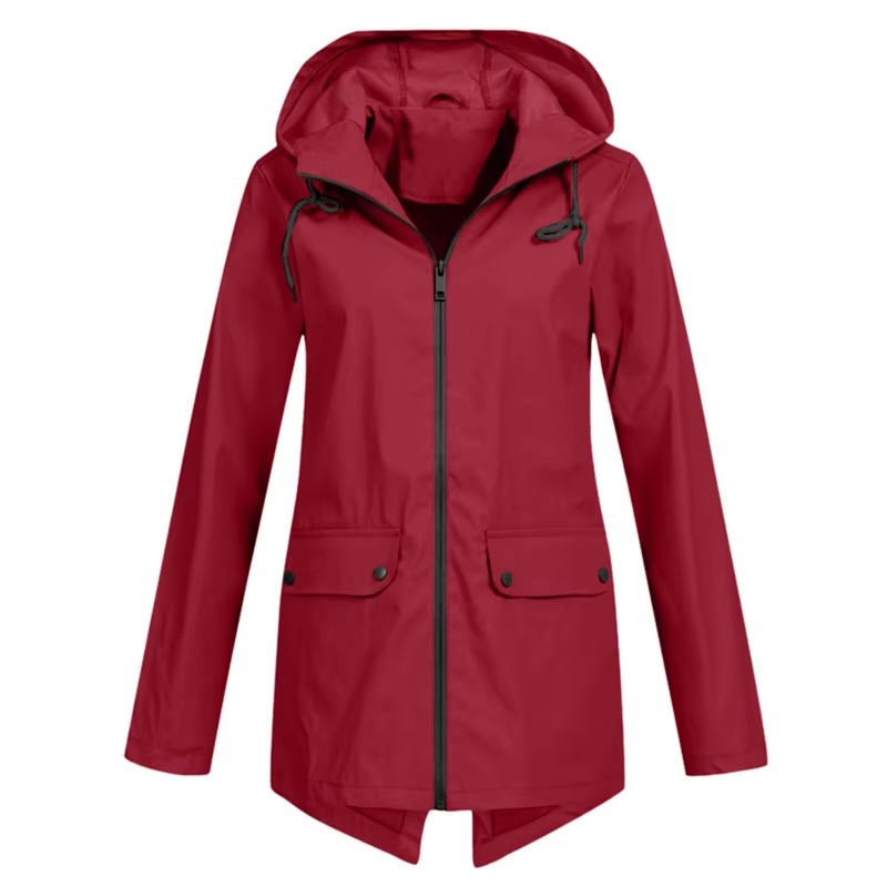 Womens Hooded Trench Coat with a Velvet Lining, Front Zip and Snap Placket in Many Colors and Sizes S to 3XL