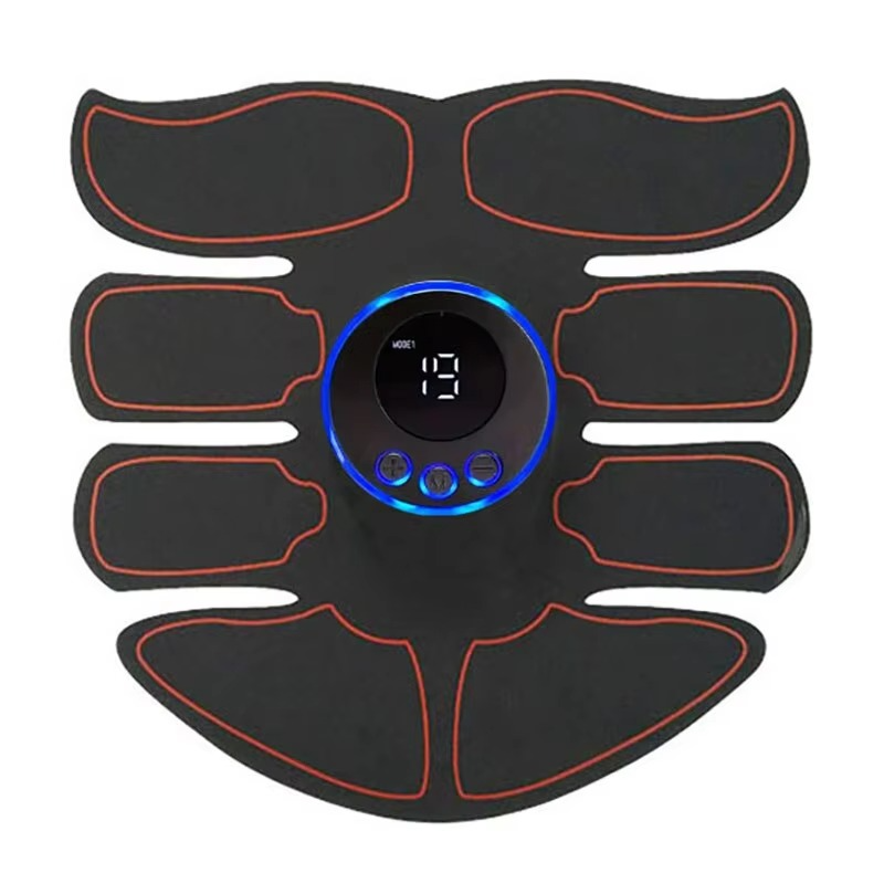 Electrical Muscle Stimulator with Adjustable Intensity and Large Adhesive Patches for Core Training