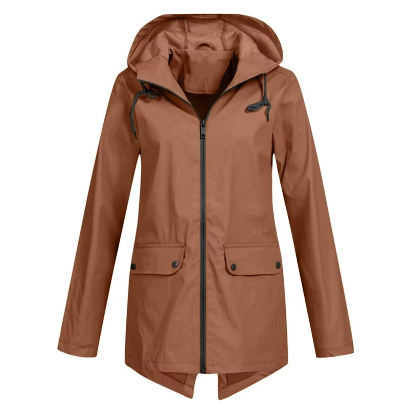 Womens Hooded Trench Coat with a Velvet Lining, Front Zip and Snap Placket in Many Colors and Sizes S to 3XL