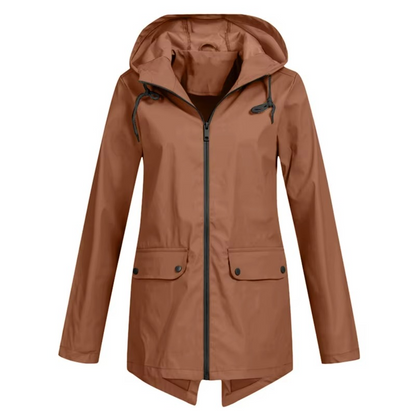 Womens Hooded Trench Coat with a Velvet Lining, Front Zip and Snap Placket in Many Colors and Sizes S to 3XL