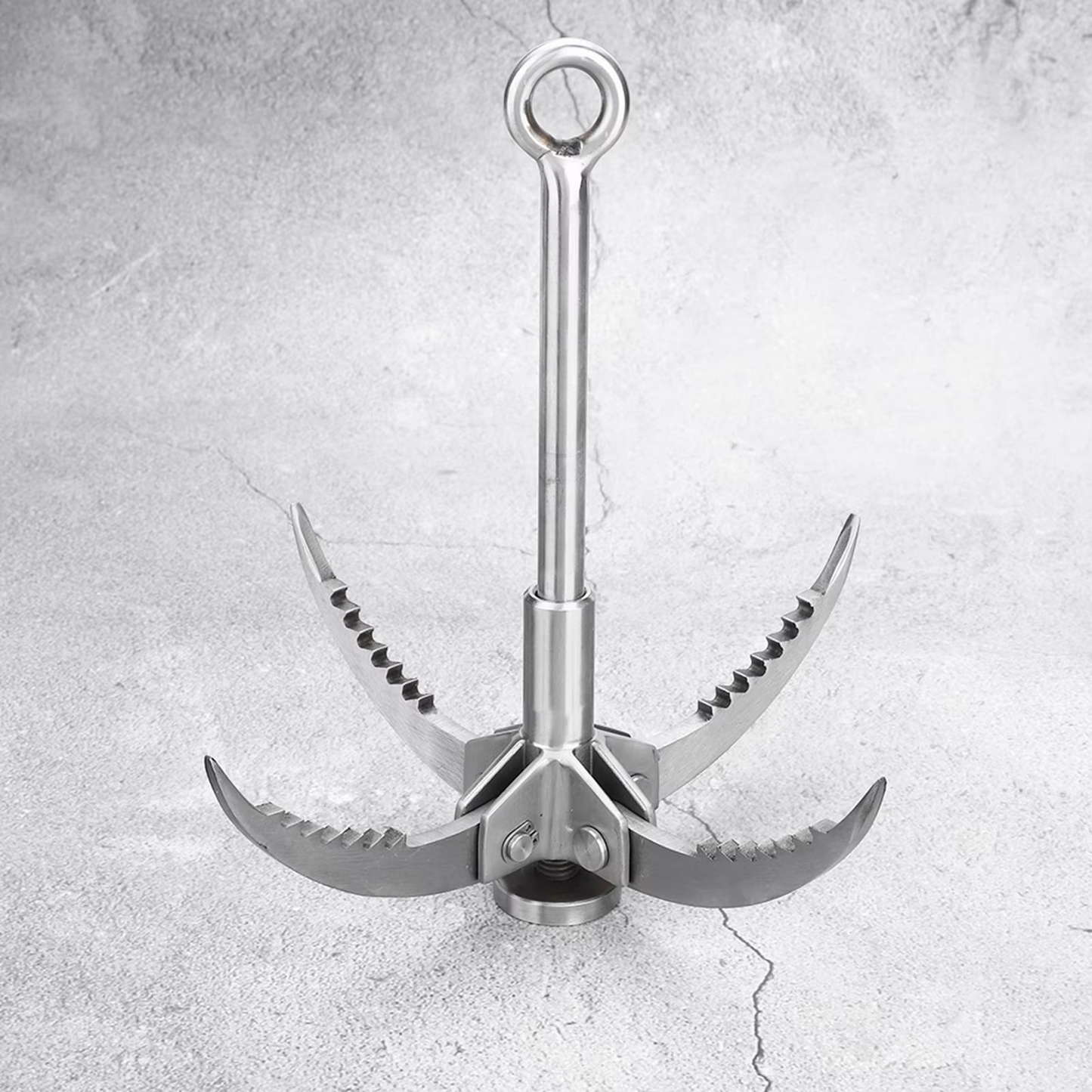 Stainless Steel Grappling Hook with Four Curved Prongs and 250lb Weight Capacity