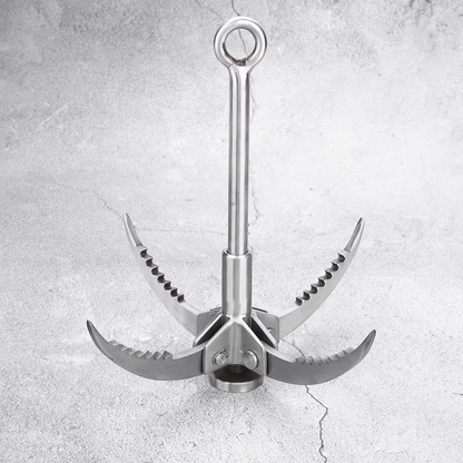Stainless Steel Grappling Hook with Four Curved Prongs and 250lb Weight Capacity