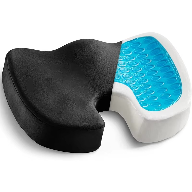 Gel and Memory Foam Seat Cushion with Non Slip Base for Everyday Sitting