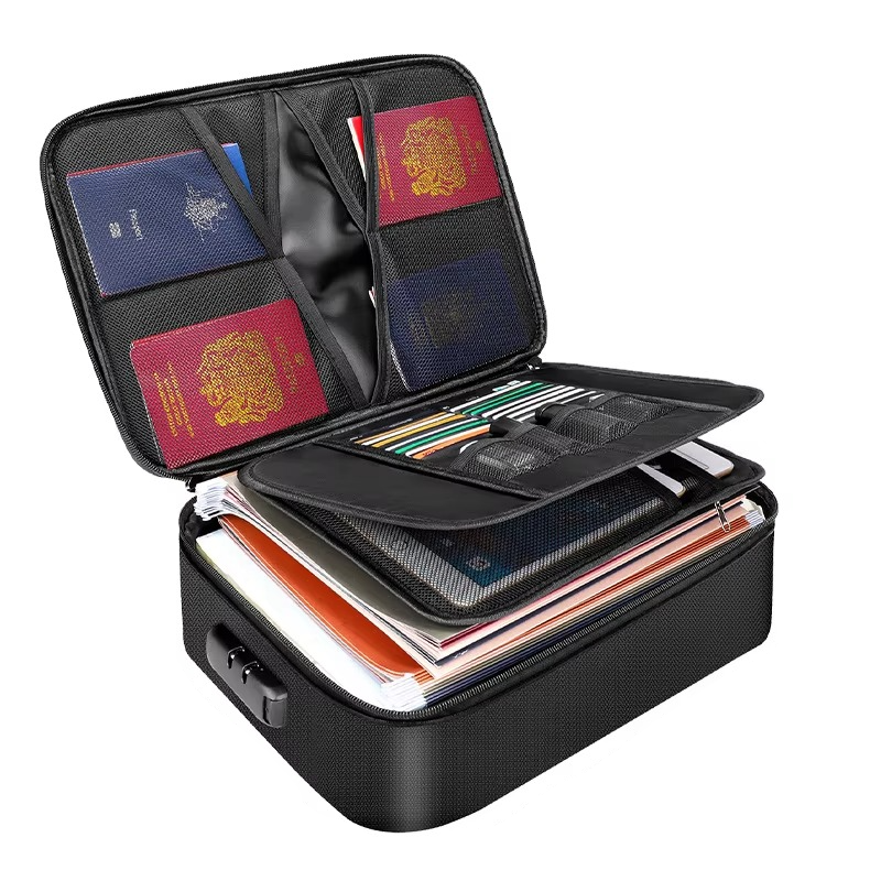 Fire Resistant Waterproof Document Bag with Reinforced Zipper and Handles in Five Colors