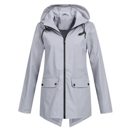 Womens Hooded Trench Coat with a Velvet Lining, Front Zip and Snap Placket in Many Colors and Sizes S to 3XL