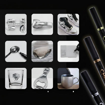 Metallic Paint Pen Set with Multiple Tip Sizes and Mirror Finish for Crafts