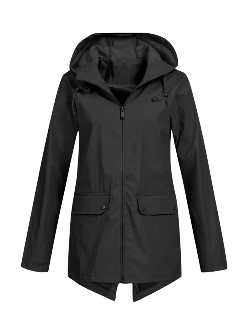 Womens Hooded Trench Coat with a Velvet Lining, Front Zip and Snap Placket in Many Colors and Sizes S to 3XL