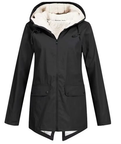 Womens Hooded Trench Coat with a Velvet Lining, Front Zip and Snap Placket in Many Colors and Sizes S to 3XL