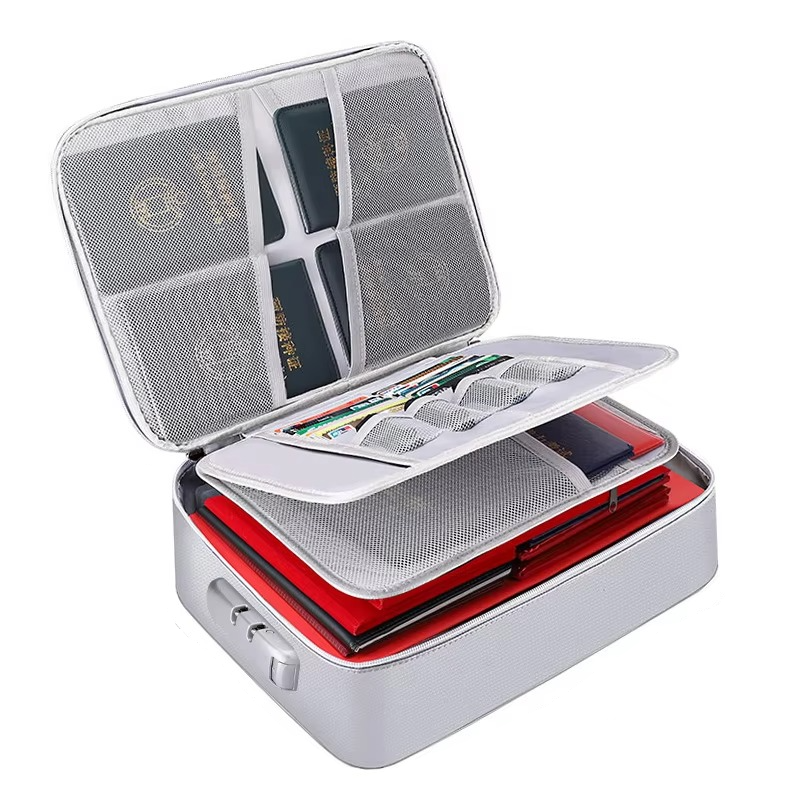 Fire Resistant Waterproof Document Bag with Reinforced Zipper and Handles in Five Colors