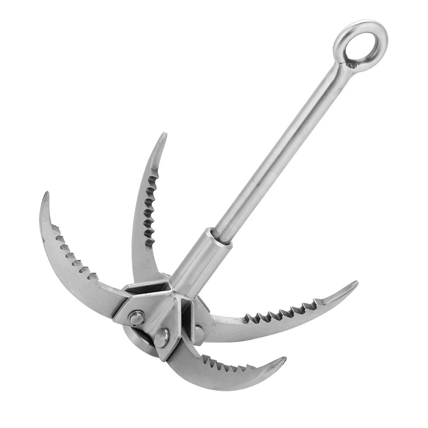 Stainless Steel Grappling Hook with Four Curved Prongs and 250lb Weight Capacity