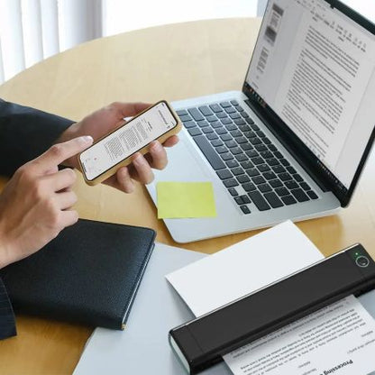 Portable Wireless A4 Thermal Printer with Bluetooth and No Ink Required