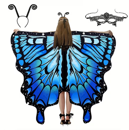 Butterfly Wing Shawl with Matching Headband for Costume Parties