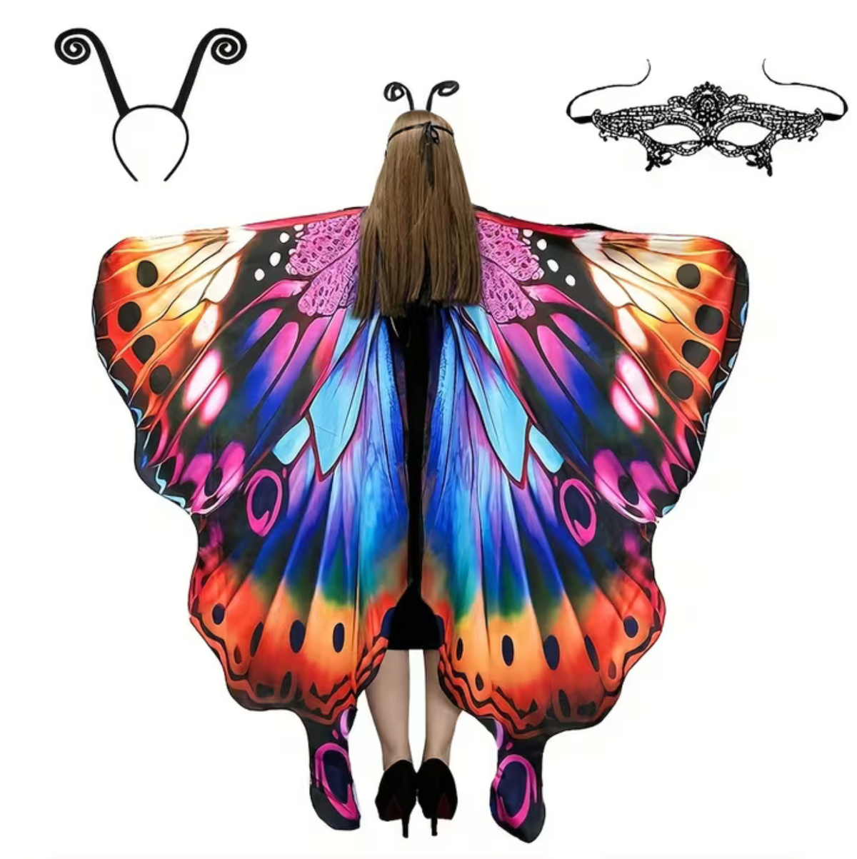Butterfly Wing Shawl with Matching Headband for Costume Parties