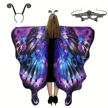 Butterfly Wing Shawl with Matching Headband for Costume Parties