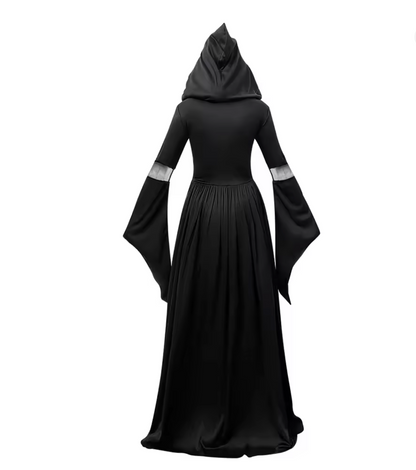 Witch Costume Dress with Bell Sleeves and Fitted Waist for Halloween