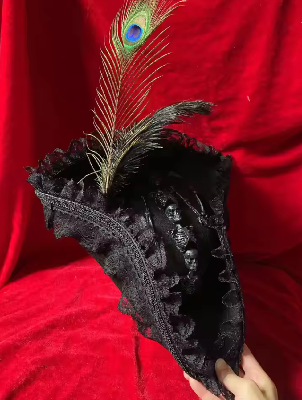 Pirate Skull Knit Hat with Triangle Shape for Costume Events