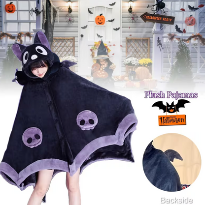 Bat Wing Hoodie with Plush Fur and Extended Sleeves for Lounging