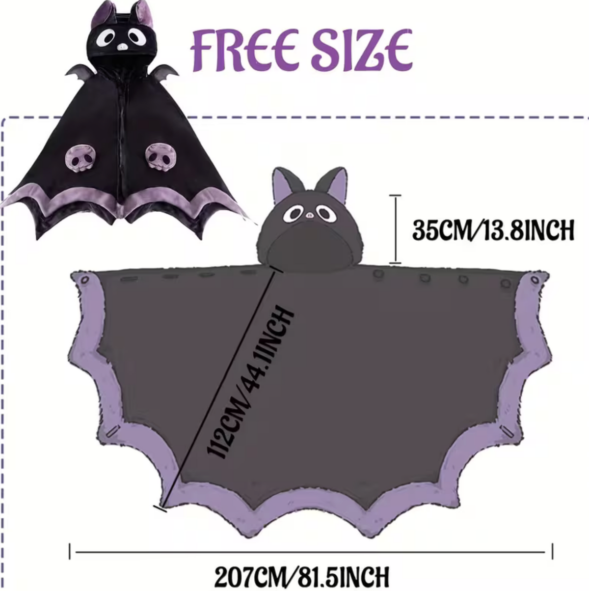 Bat Wing Hoodie with Plush Fur and Extended Sleeves for Lounging