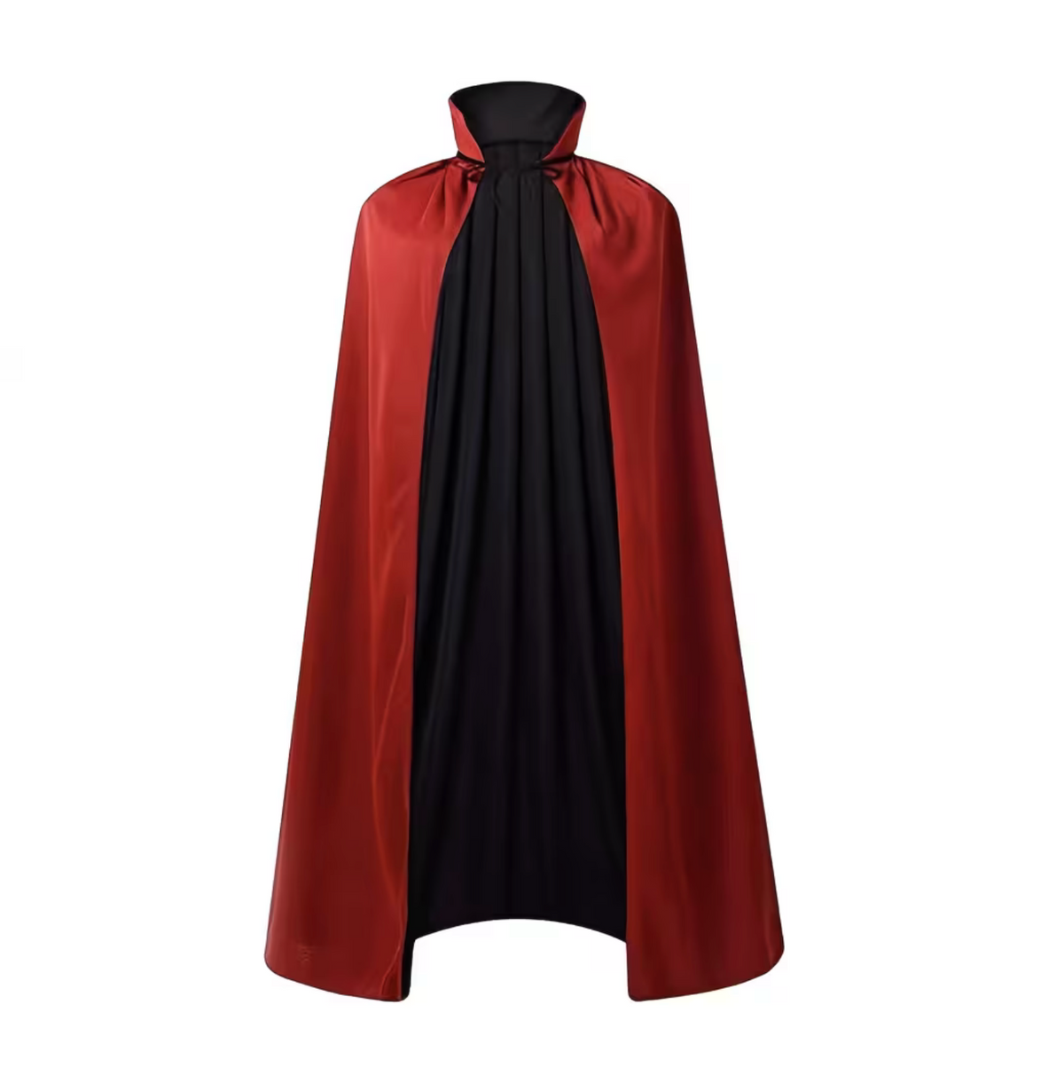 Reversible Gothic Cape with Stand Collar and Front Lacing for Costumes