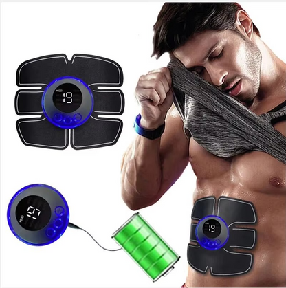 Electrical Muscle Stimulator with Adjustable Intensity and Large Adhesive Patches for Core Training