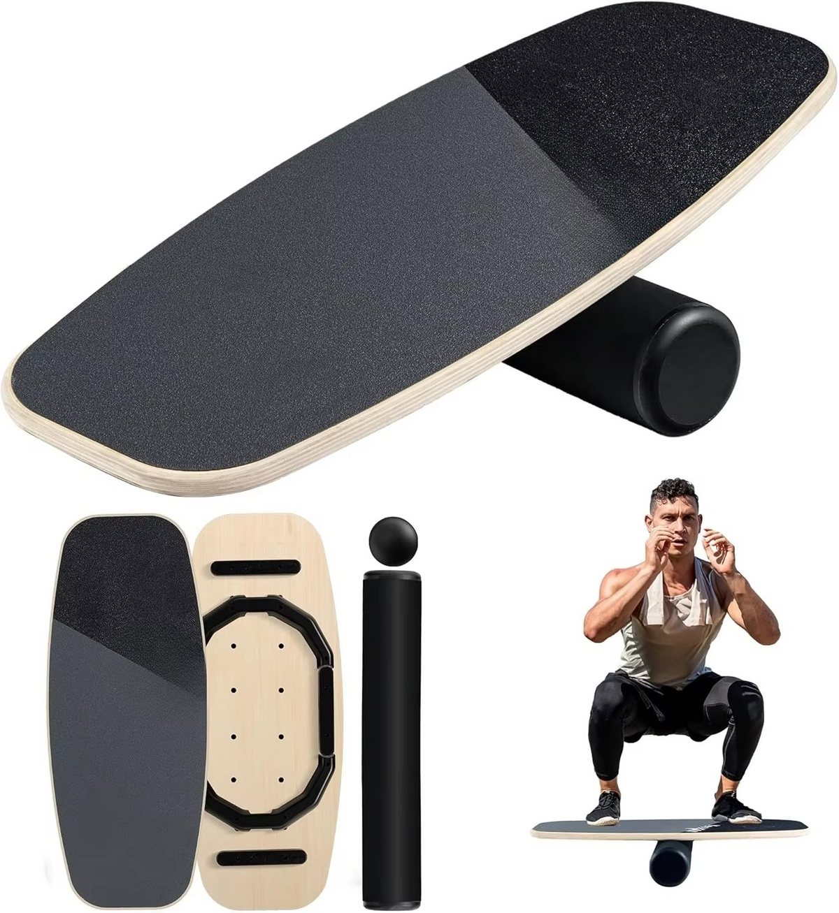 Surf Style Balance Trainer Set with Board, Roller, Ball, and Nine Adjustable Levels