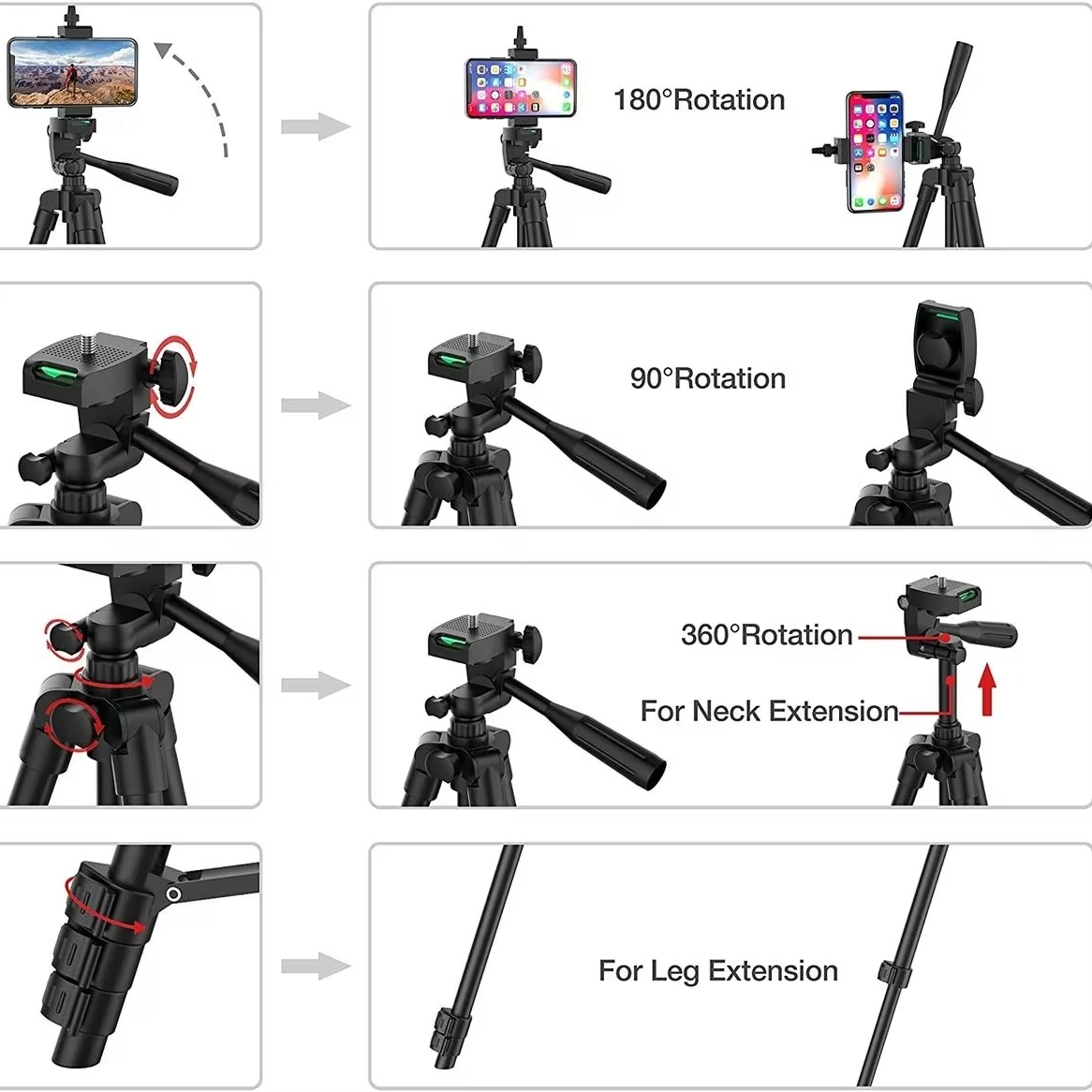 Compact Tripod Stand with Wireless Remote and Phone Holder for Phones and DSLR Cameras