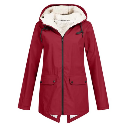 Womens Hooded Trench Coat with a Velvet Lining, Front Zip and Snap Placket in Many Colors and Sizes S to 3XL