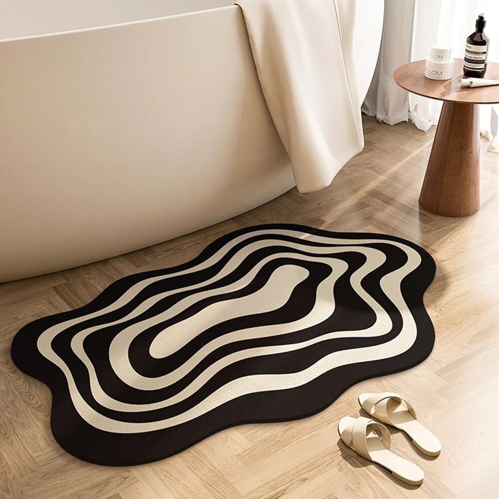 Rubber Bath Mat with Textured Grip Surface and Non-Slip Base