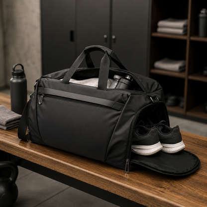 Gym Duffel Bag with Ventilated Shoe Compartment and Wet Dry Divider
