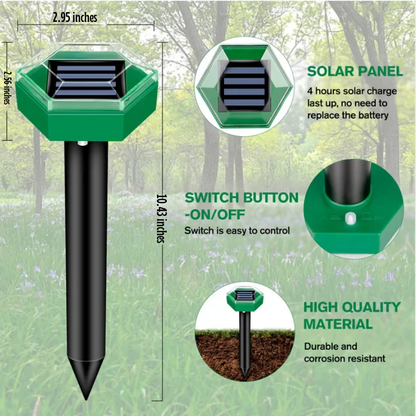 Solar Stake Repellers Pack of 4 with Sonic Pulses for Lawns Gardens and Flower Beds